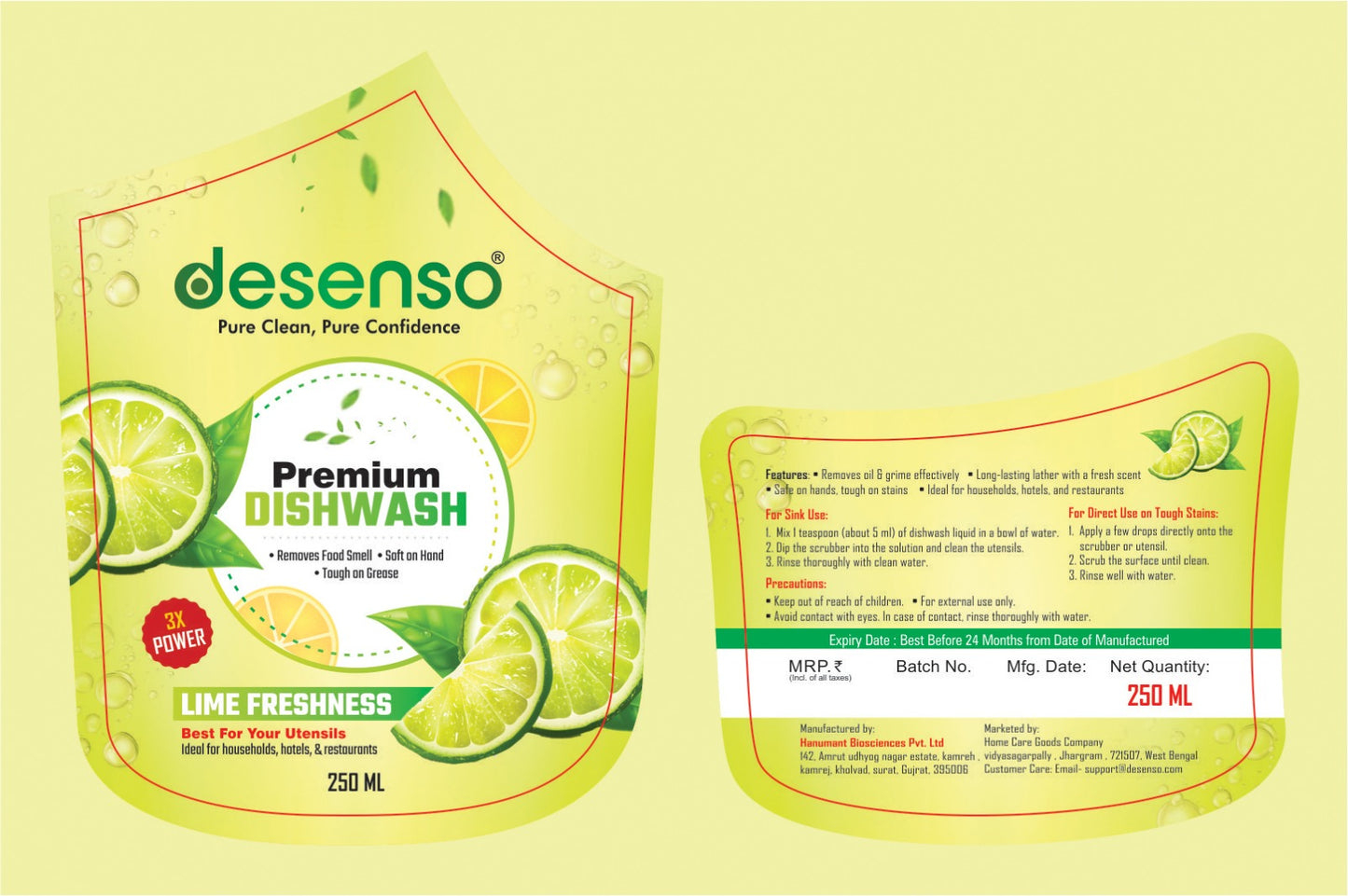 Desenso Lemon Dish Wash ā Powerful Grease Cleaner with Fresh Lemon 250ml